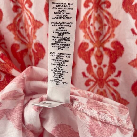 CHICO’S Tunic Size Large Contrast Medallion Feminine Popover Top Stretch Cotton - Picture 12 of 15